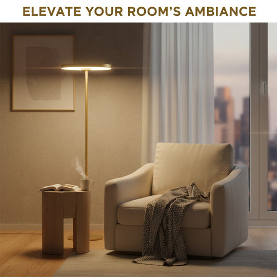 Floor Lamp - Golden Frame - Circular Shade