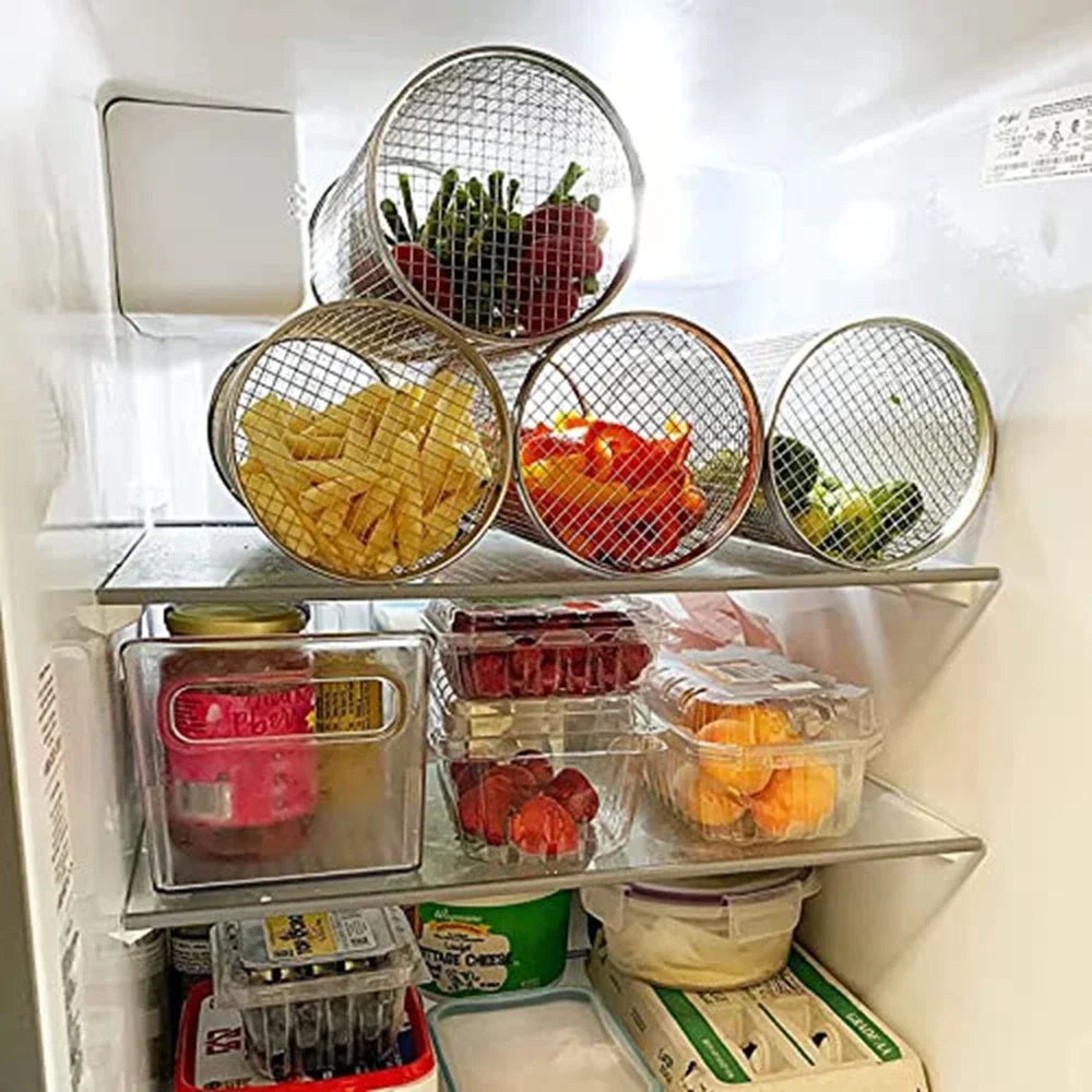 BBQ Grill Basket - Stainless Steel - Rotating Cylinder