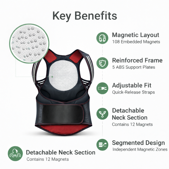 Back Support Belt with Magnetic Design and Adjustable Fit