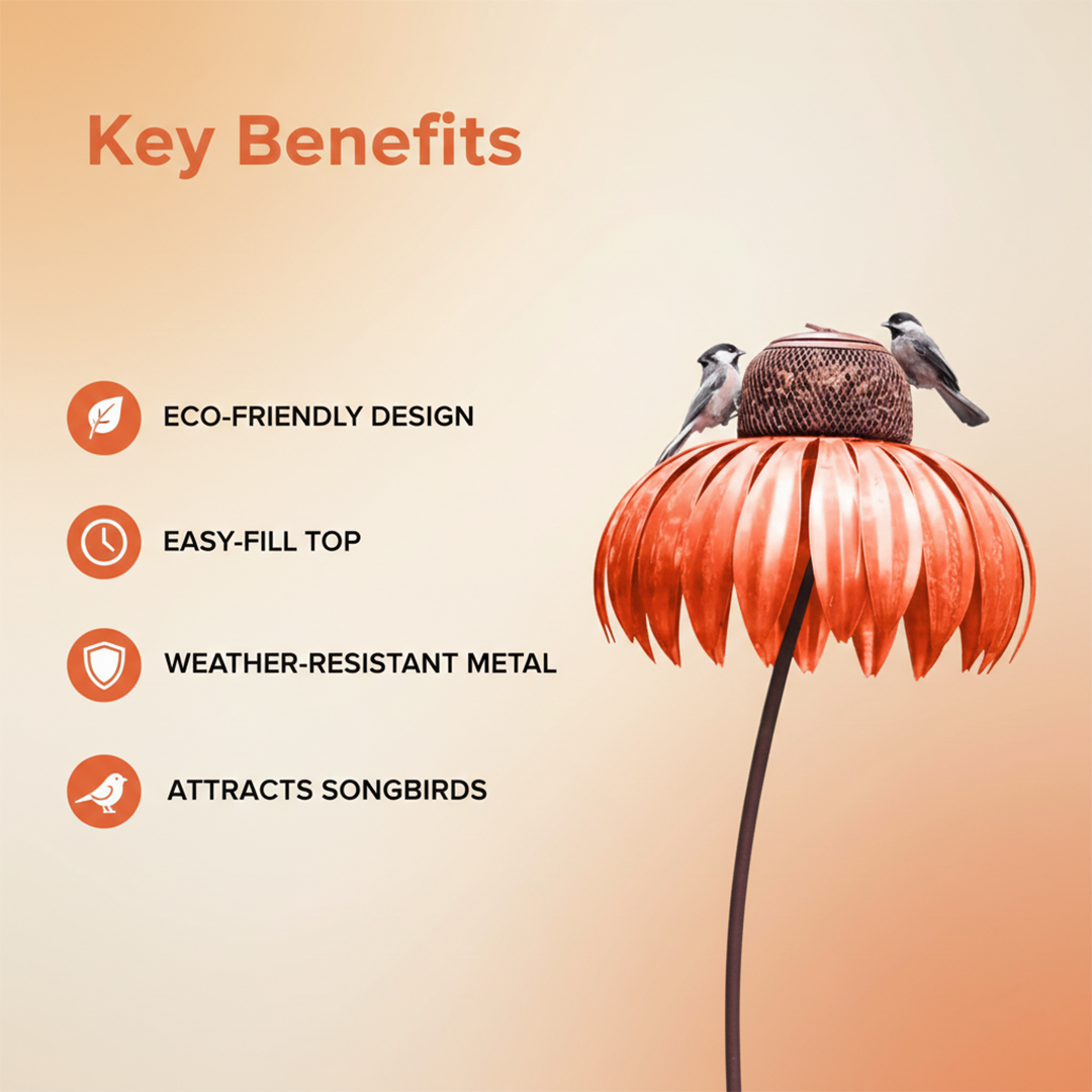 Bird Feeder with Coneflower Design and Outdoor Hanging
