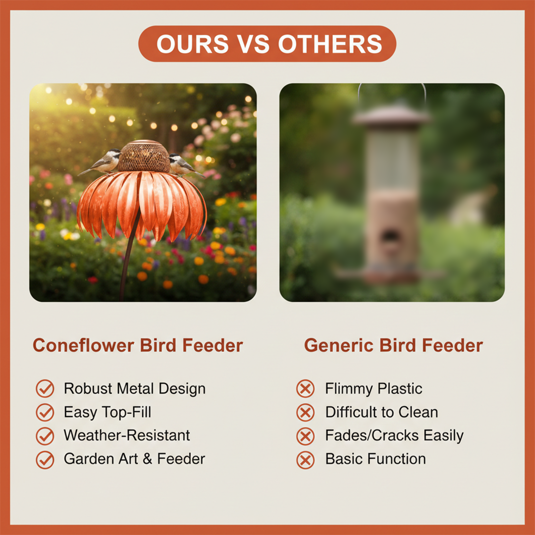 Bird Feeder with Coneflower Design and Outdoor Hanging