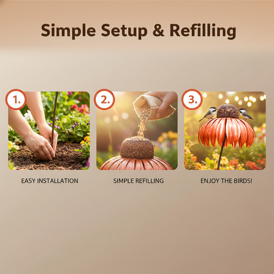 Bird Feeder with Coneflower Design and Outdoor Hanging