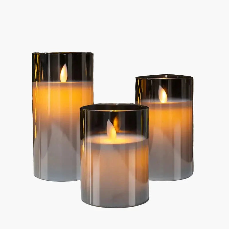 Candle Light Set - Glass Casing - LED Flame Effect