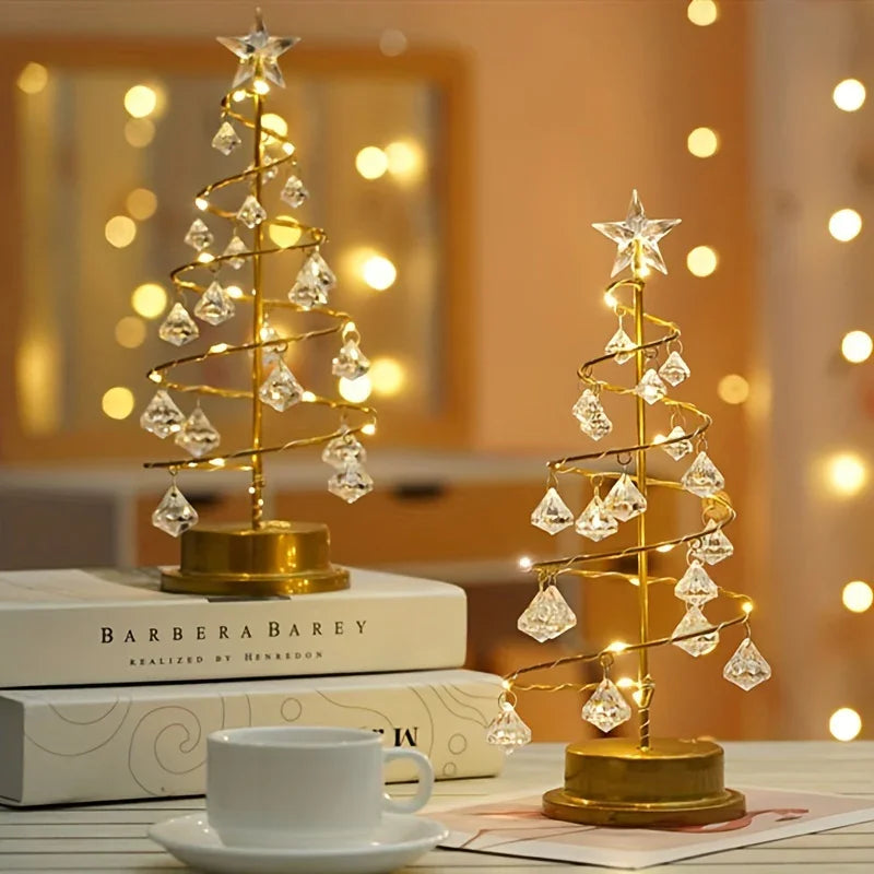 Christmas Tree Night Light - Crystal Design - Battery Powered