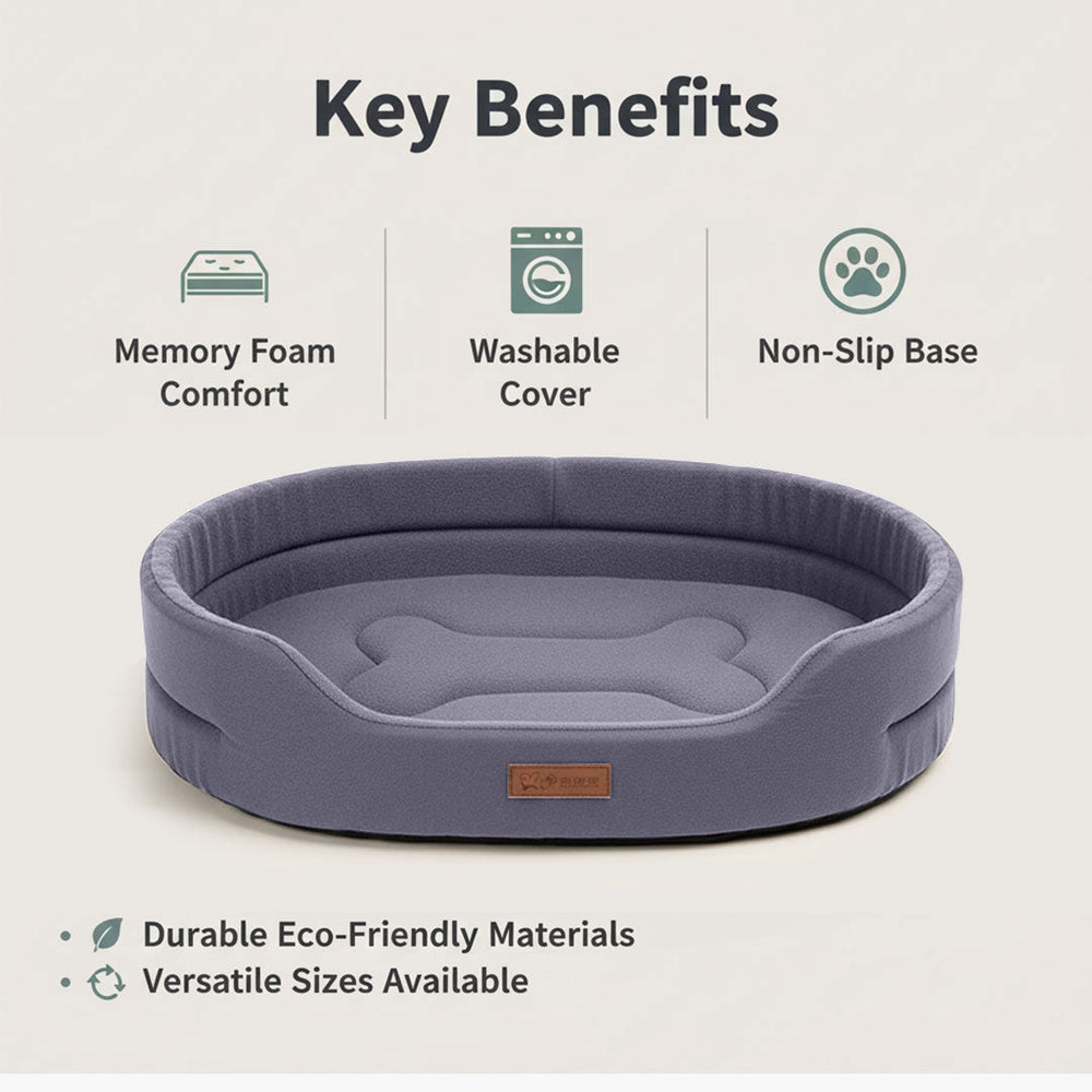 Dog Bed - Memory Foam - Washable Cover 