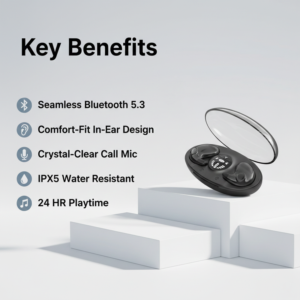 Wireless In-Ear Headphones with Bluetooth Connectivity and Comfortable Fit
