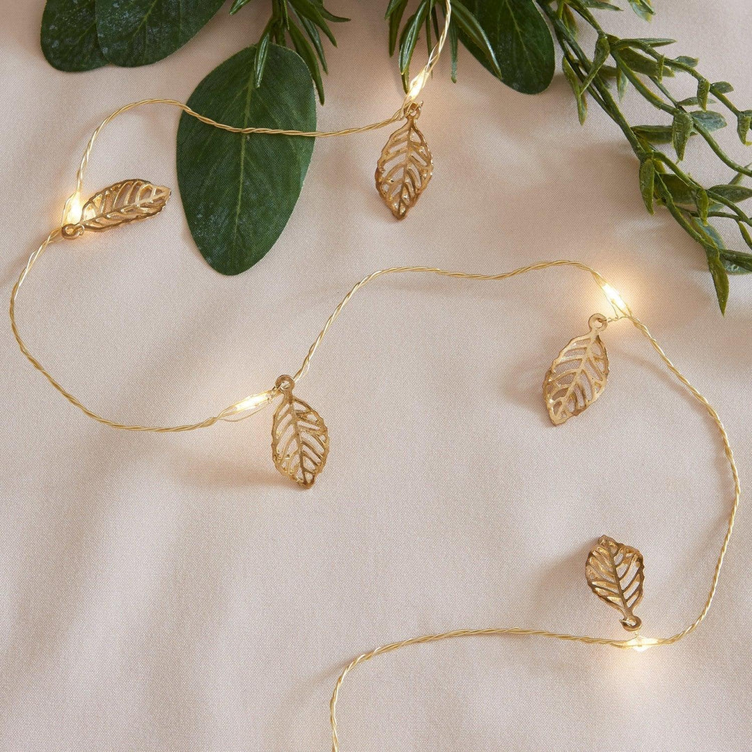 Gold Leaf String Lights - Christmas Decorations - Warm White Glow
