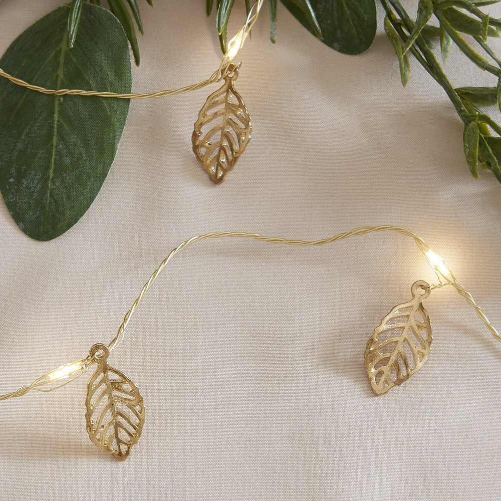 Gold Leaf String Lights - Christmas Decorations - Warm White Glow
