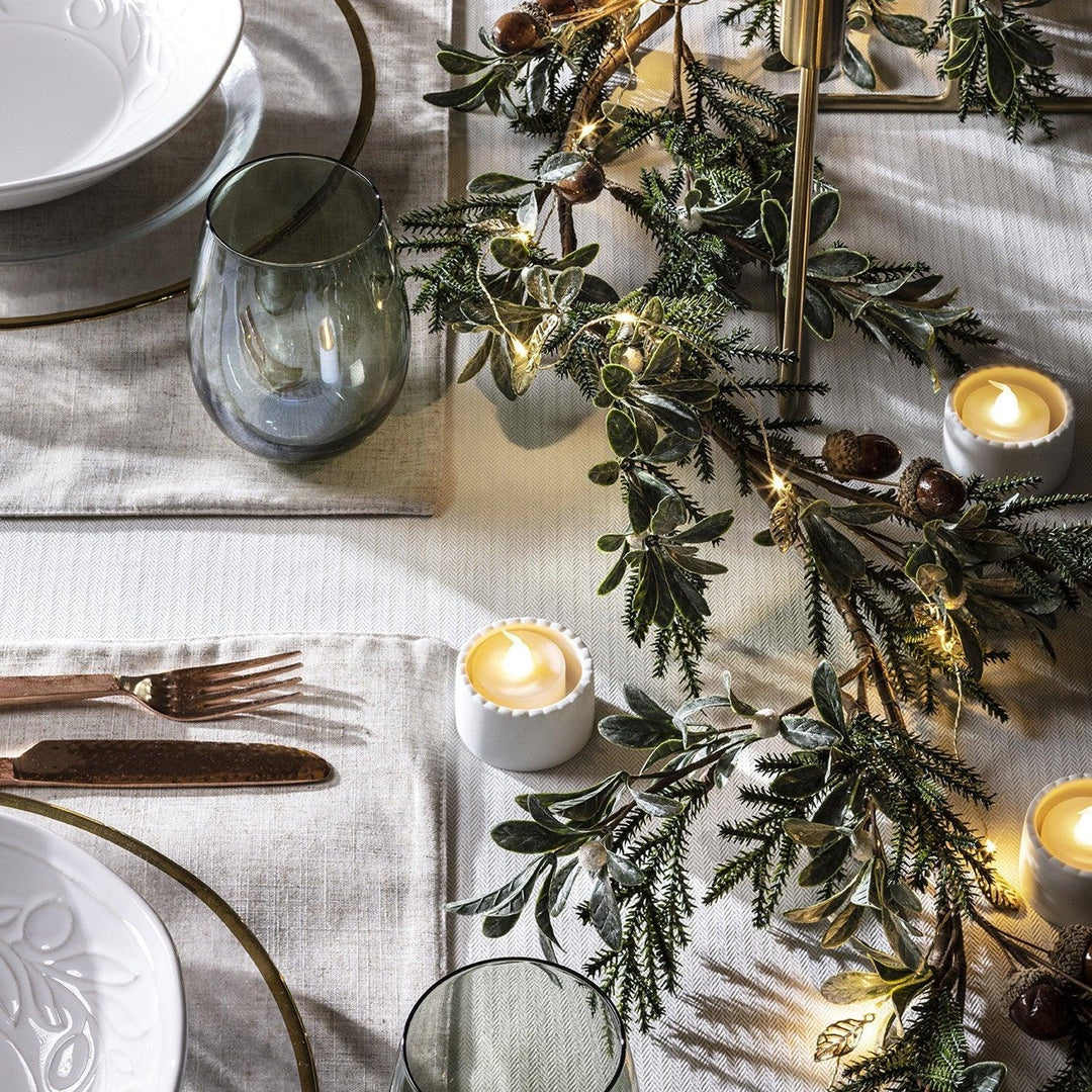 Gold Leaf String Lights - Christmas Decorations - Warm White Glow