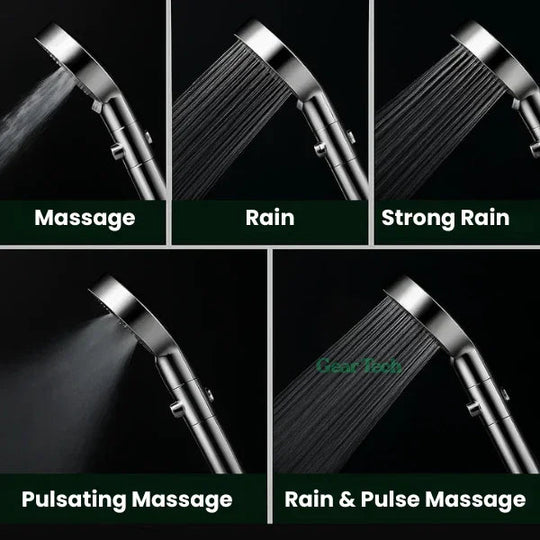 High-Pressure Showerhead - Filtration System - Water-Saving Design