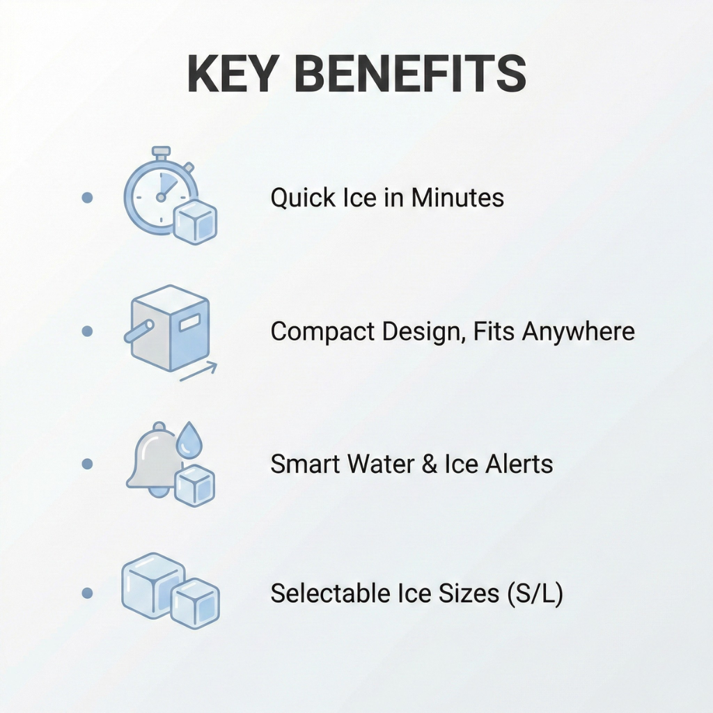 Ice Maker with Self-Cleaning and Portable Design
