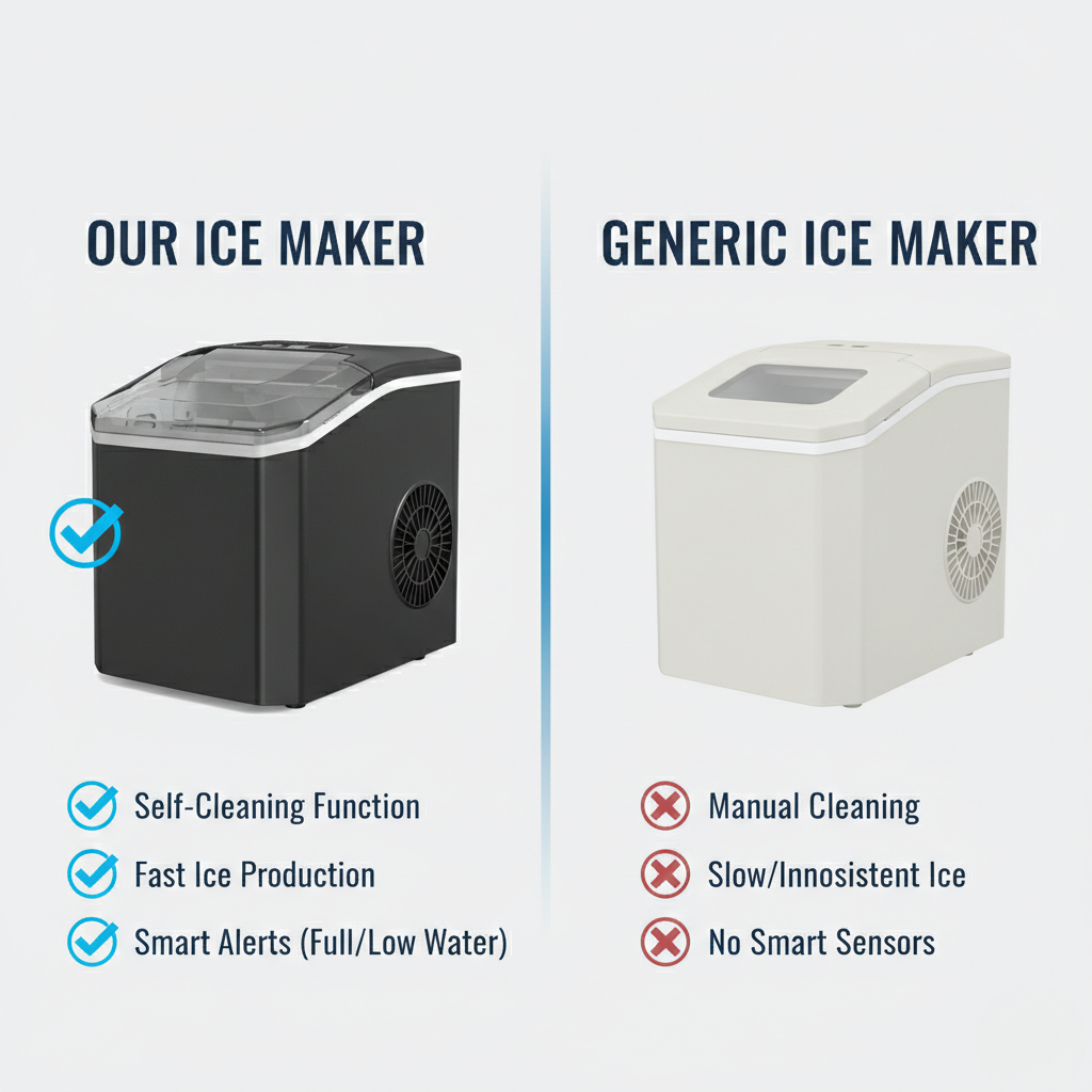 Ice Maker with Self-Cleaning and Portable Design