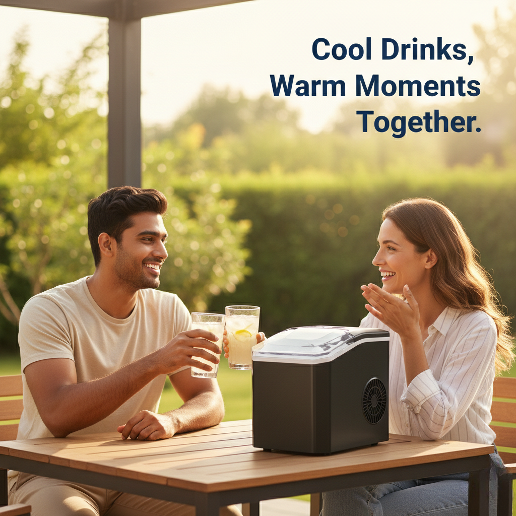 Ice Maker with Self-Cleaning and Portable Design