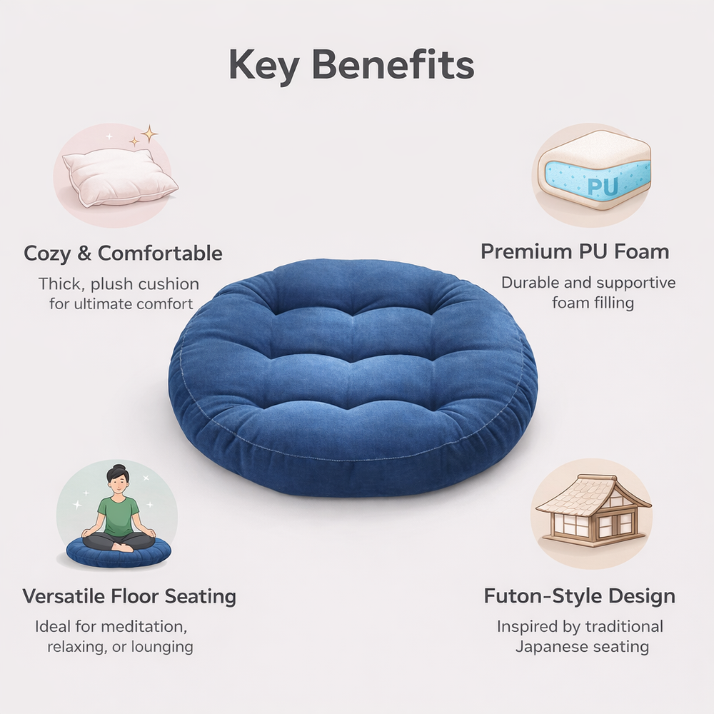 Floor Cushion with Futon Design and PU Foam