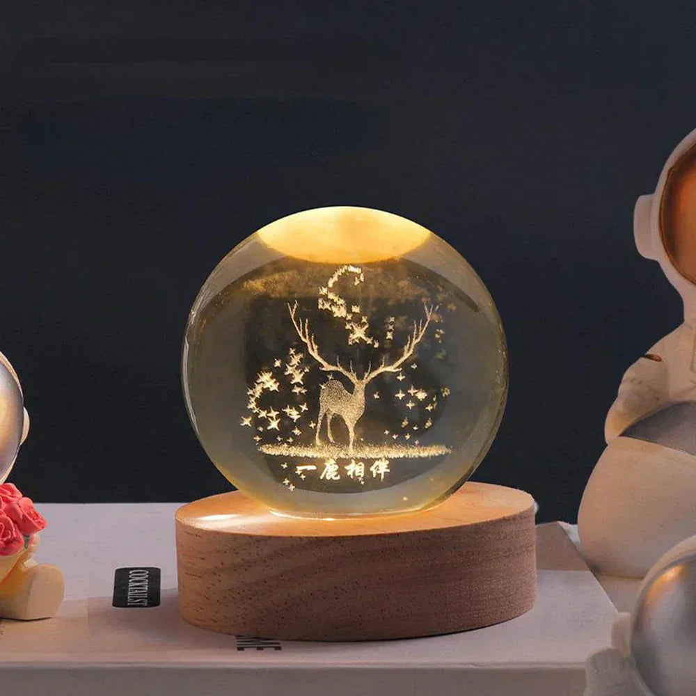 LED Night Light - 3D Crystal Sphere - USB Powered