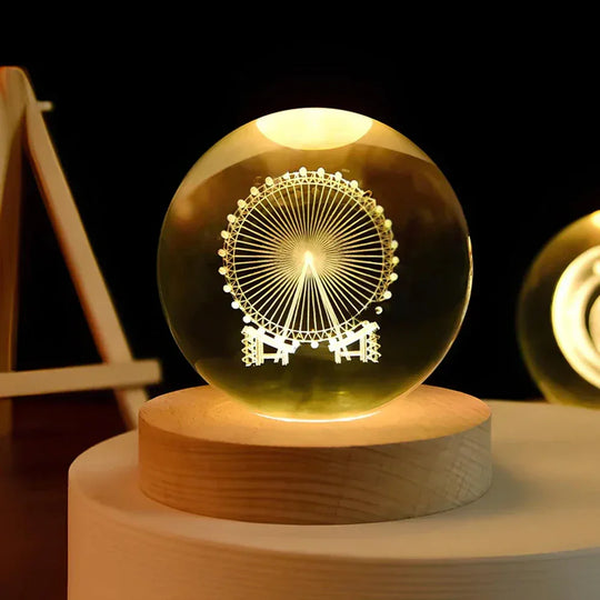 LED Night Light - 3D Crystal Sphere - USB Powered