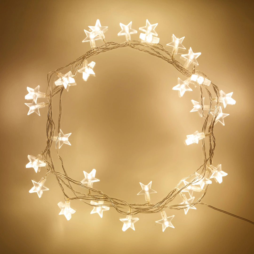 LED Star String Lights - Indoor Decoration - Warm White Glow