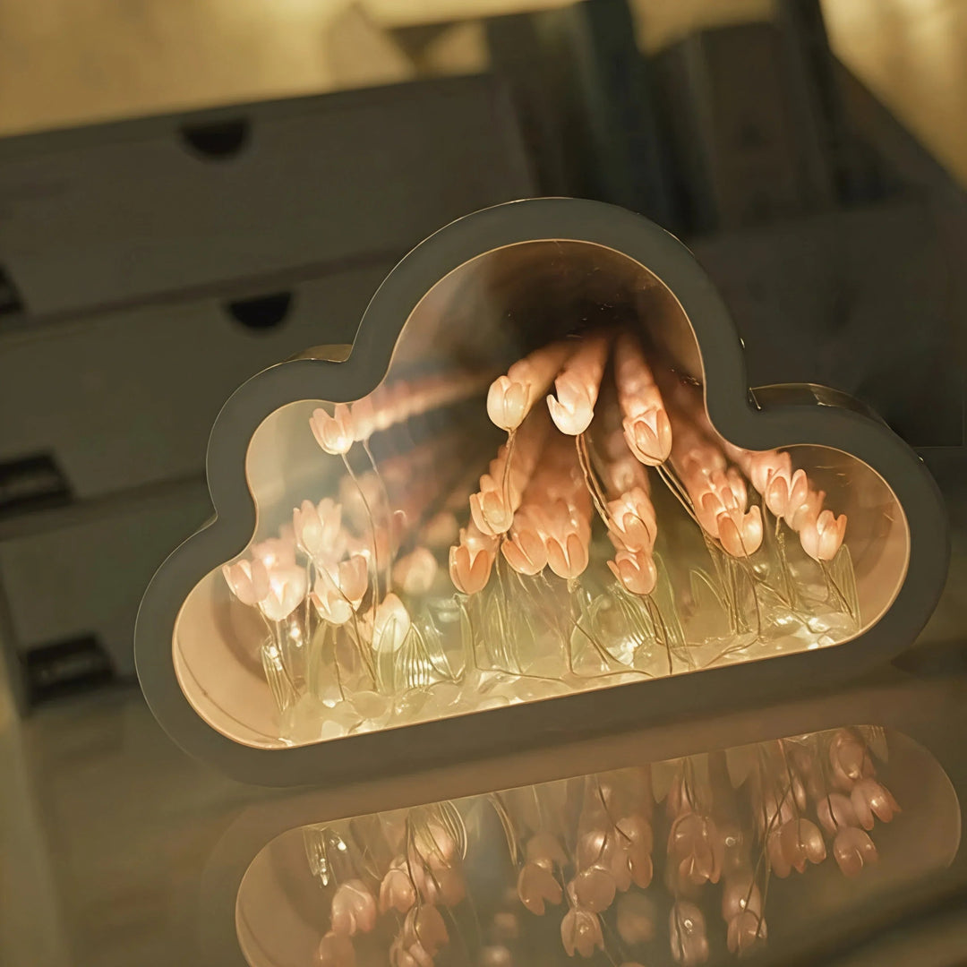 LED Table Lamp - Floral Design - Infinity Mirror Light - Luvonic