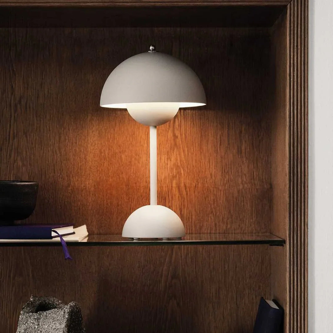 LED Table Lamp - White Dome - Rechargeable