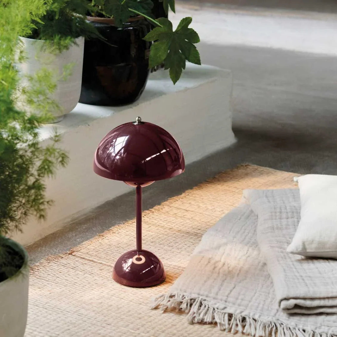 LED Table Lamp - White Dome - Rechargeable