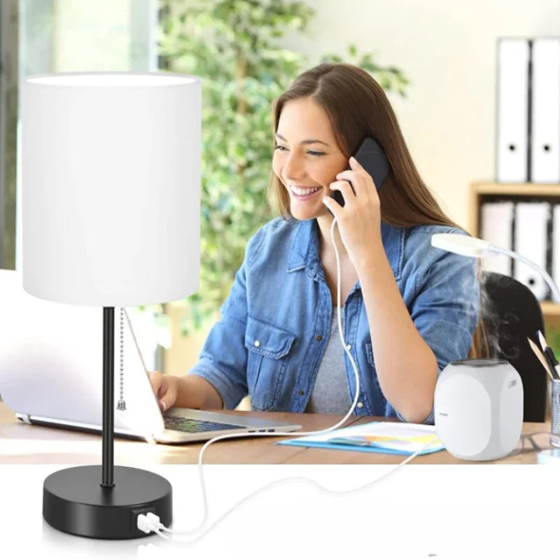 Lamp - USB Ports - Modern Black Set