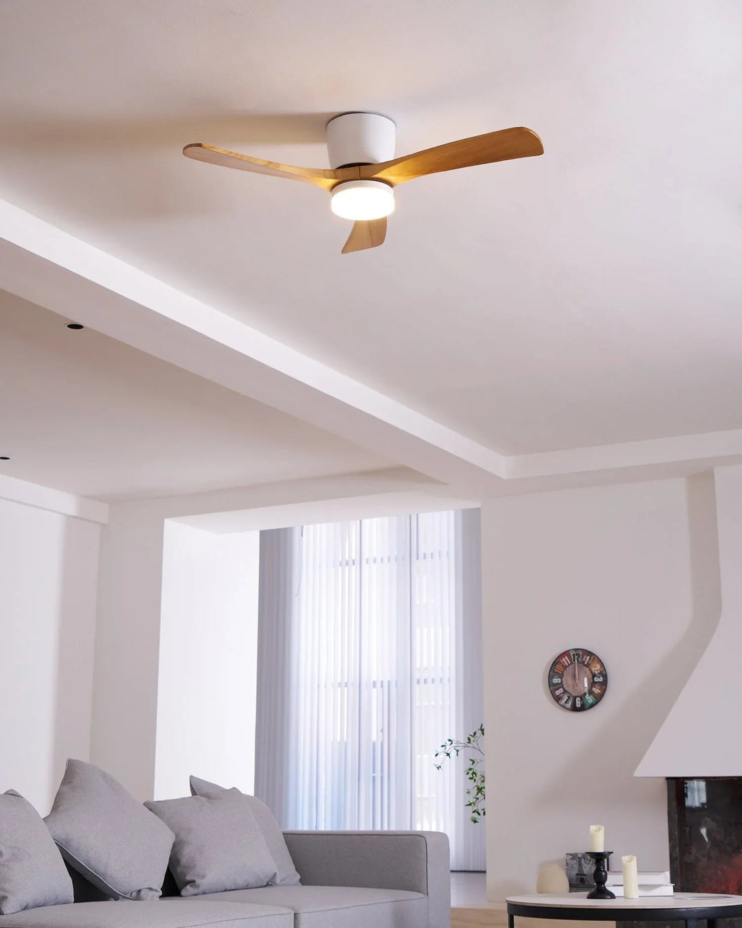 Ceiling Fan Light - Wooden Blades - LED Lighting - Luvonic