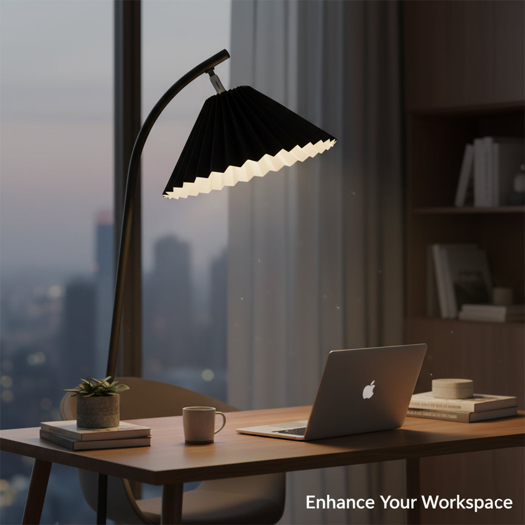 Floor Lamp - Slim Design - Pleated Shade