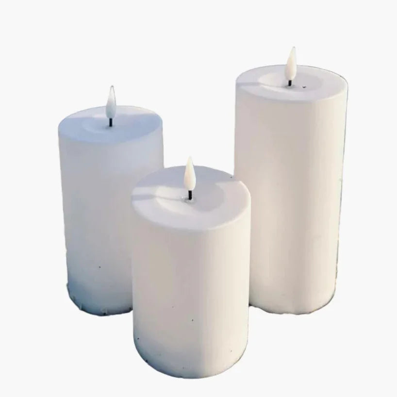 Outdoor LED Candle Set - Flameless Pillar Candles