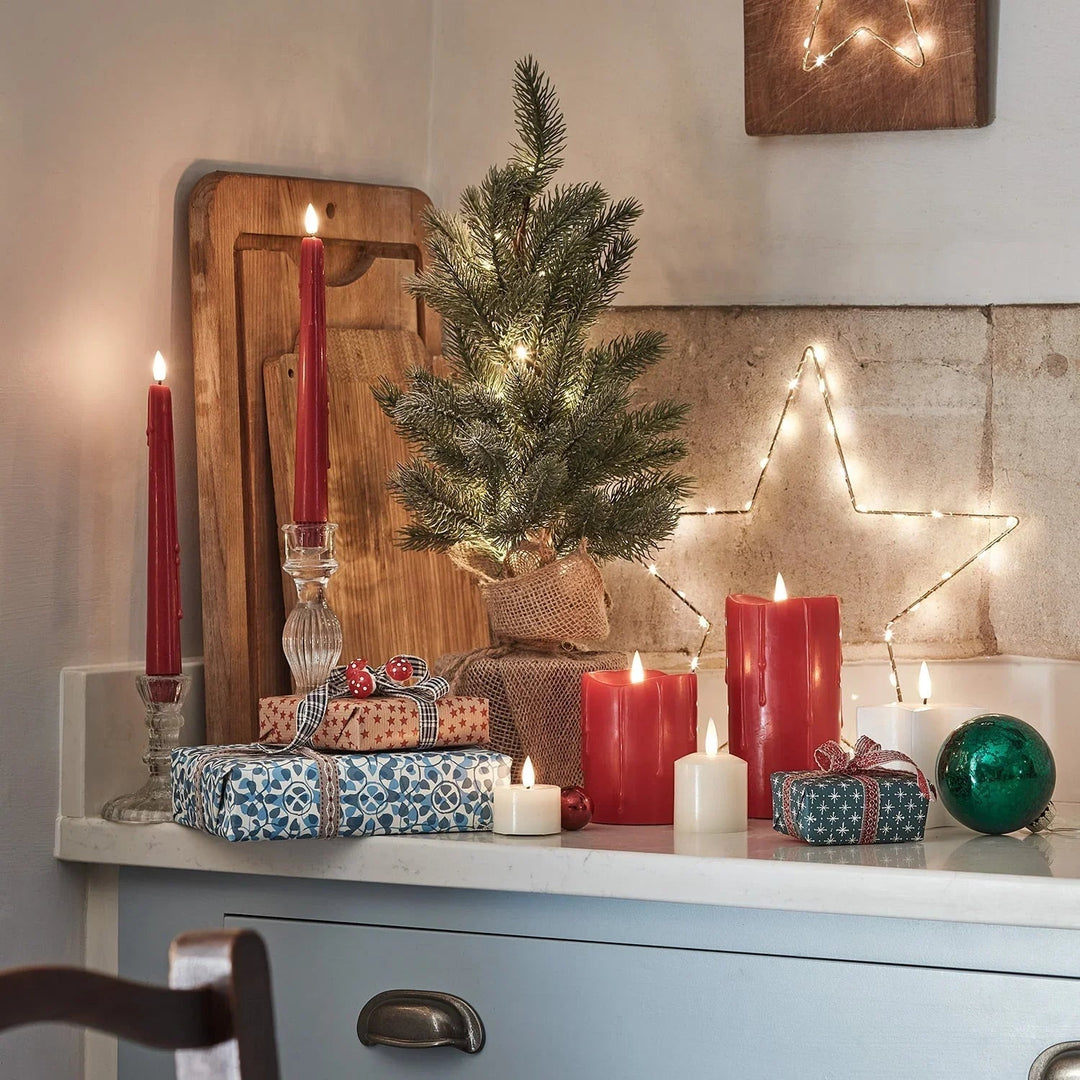 Pre-Lit Mini Christmas Tree - LED Lights - Frosted Branches