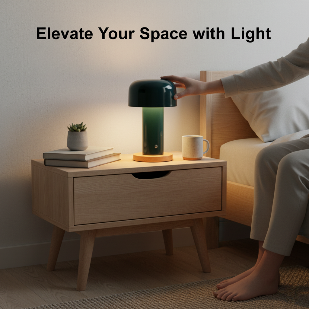 Rechargeable Table Lamp - Cordless Lighting - Mushroom Design