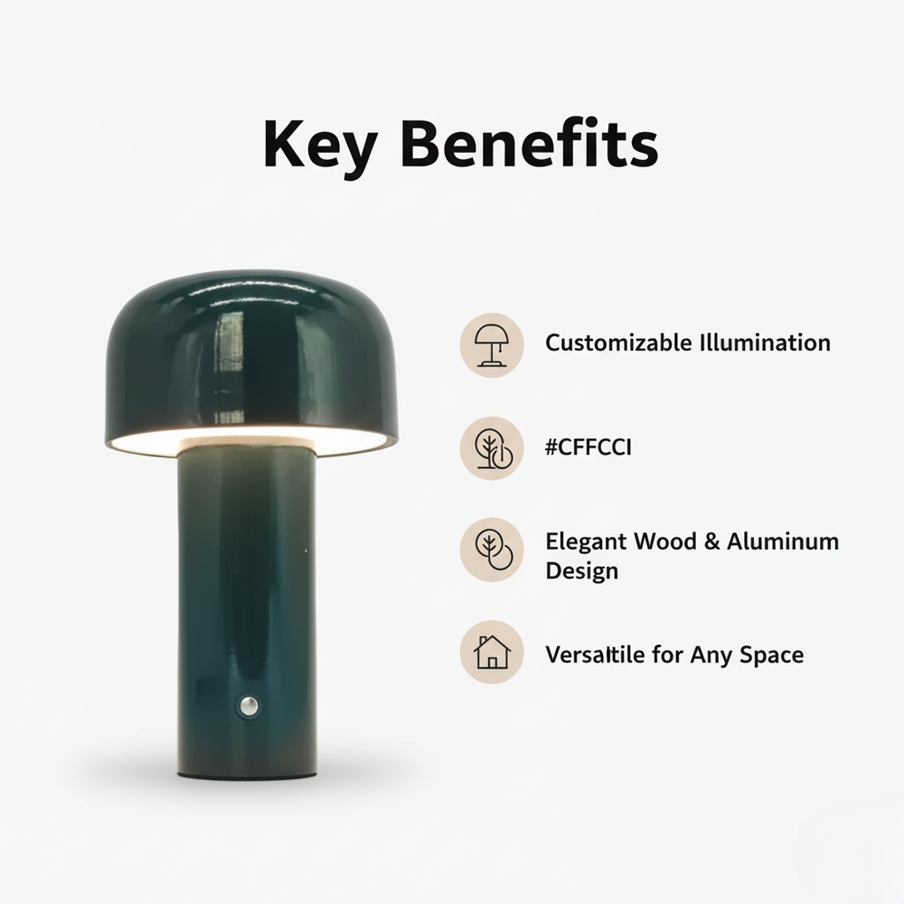 Rechargeable Table Lamp - Cordless Lighting - Mushroom Design