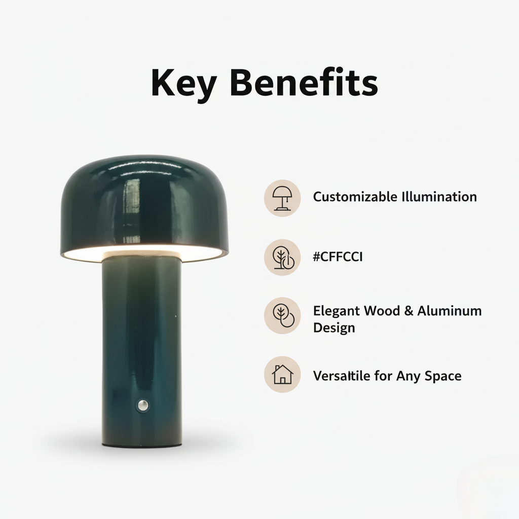 Rechargeable Table Lamp - Cordless Lighting - Mushroom Design