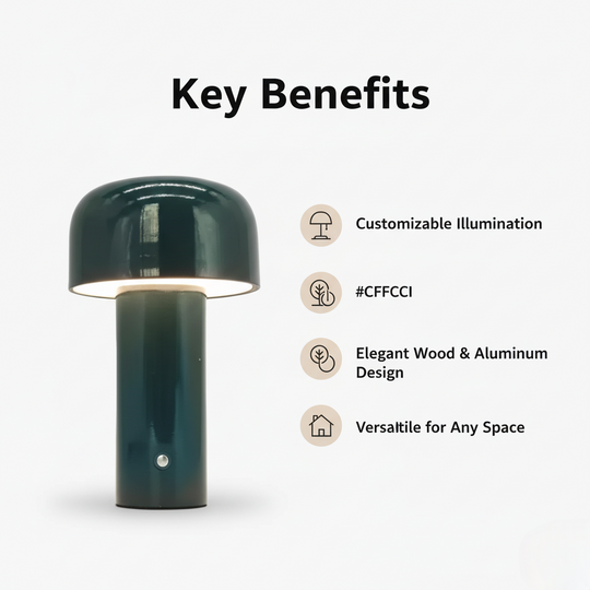 Rechargeable Table Lamp - Cordless Lighting - Mushroom Design