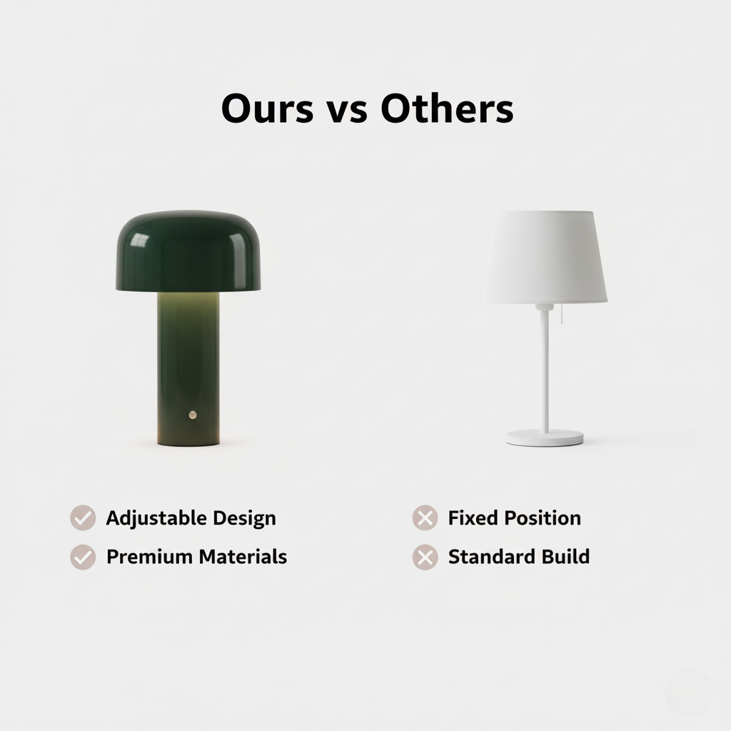 Rechargeable Table Lamp - Cordless Lighting - Mushroom Design