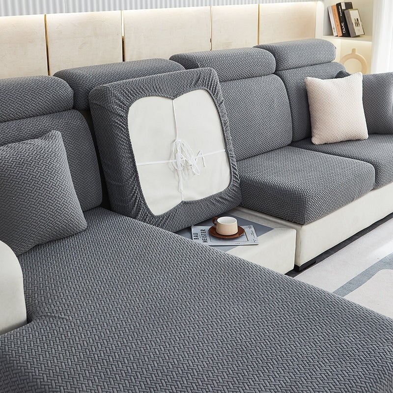 Sectional Sofa Cover - Stretchable Fabric - Installation Instructions Included