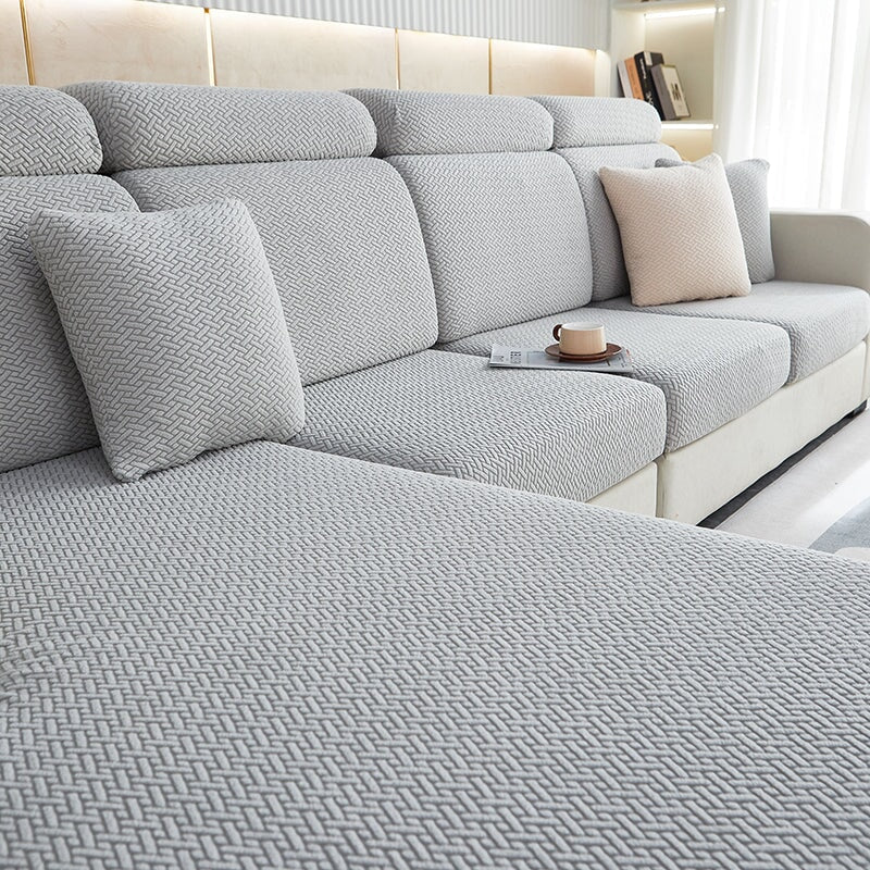 Sectional Sofa Cover - Stretchable Fabric - Installation Instructions Included