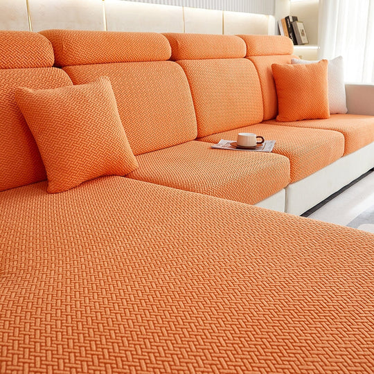 Sectional Sofa Cover - Stretchable Fabric - Installation Instructions Included