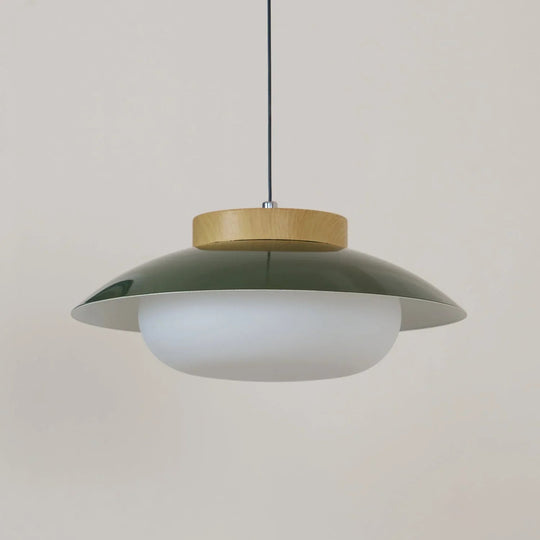 Pendant Lamp - Metal Shade - Wooden Accent - Luvonic