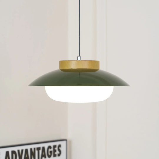 Pendant Lamp - Metal Shade - Wooden Accent - Luvonic