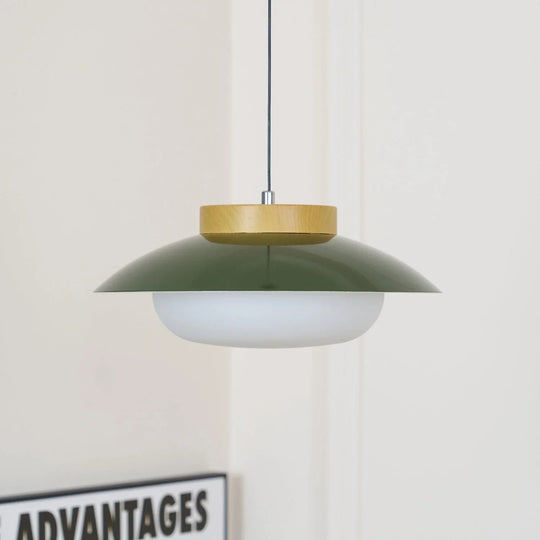 Pendant Lamp - Metal Shade - Wooden Accent - Luvonic