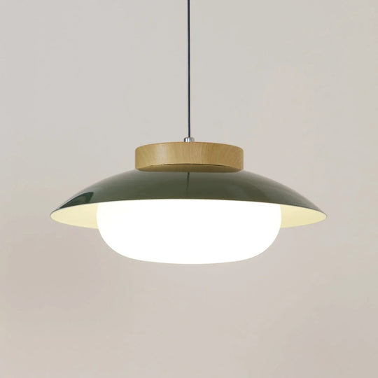 Pendant Lamp - Metal Shade - Wooden Accent - Luvonic