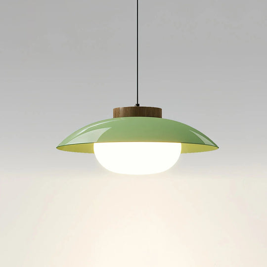 Pendant Lamp - Metal Shade - Wooden Accent - Luvonic