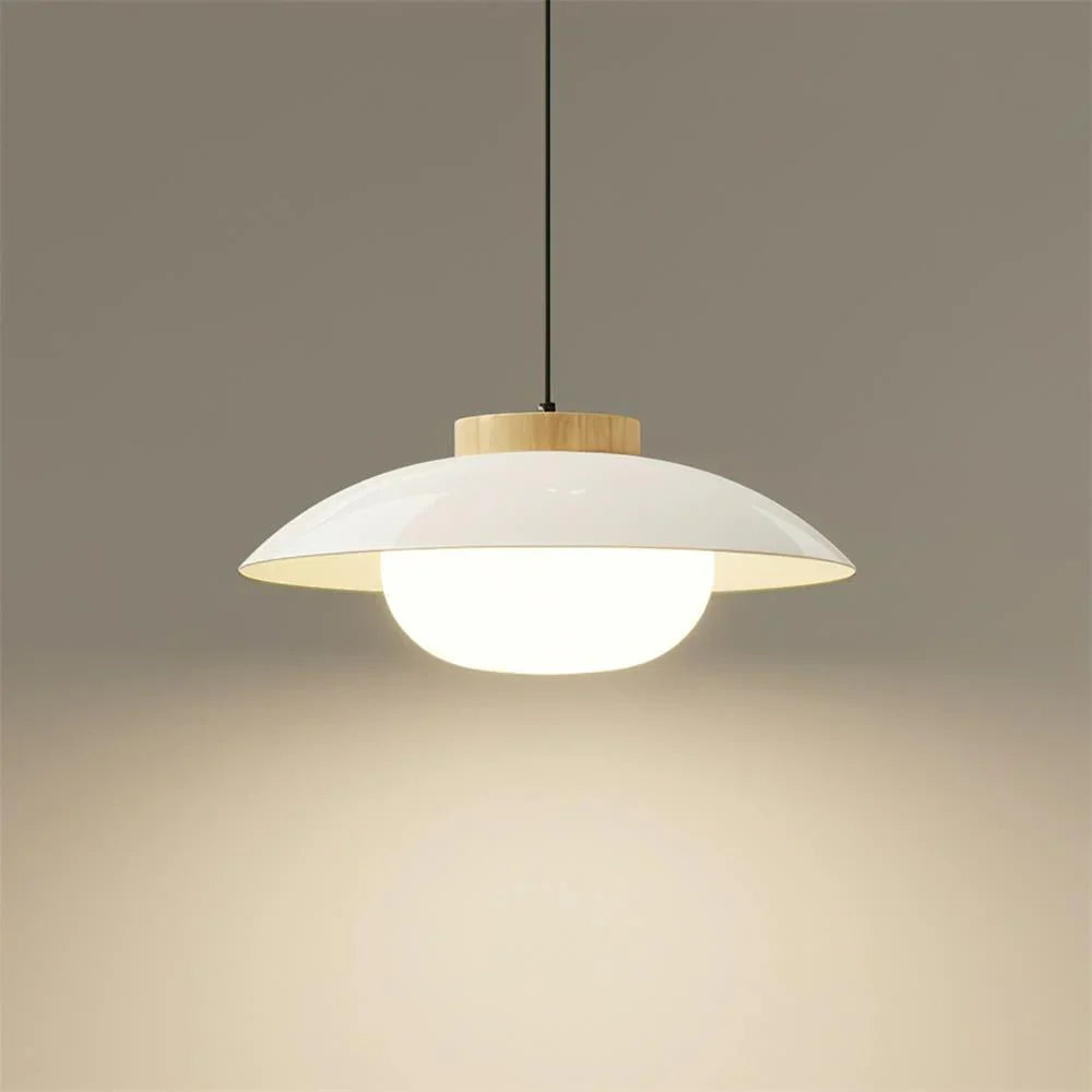 Pendant Lamp - Metal Shade - Wooden Accent - Luvonic
