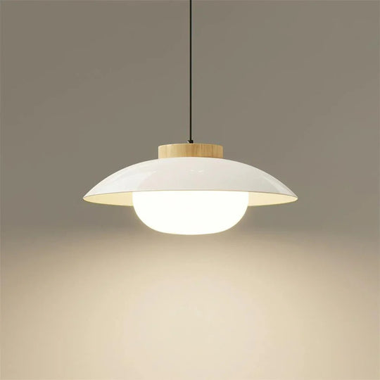 Pendant Lamp - Metal Shade - Wooden Accent - Luvonic