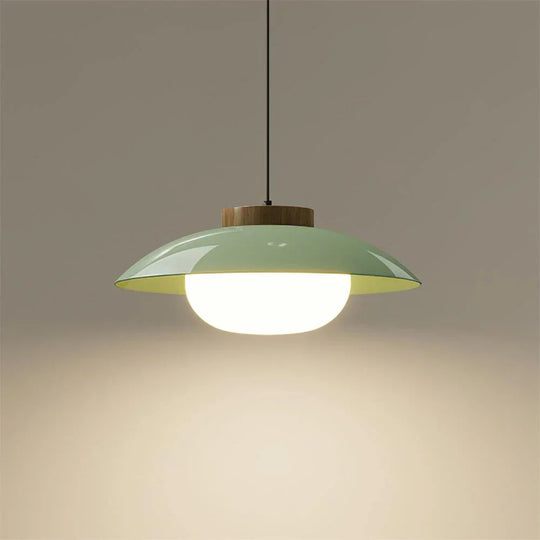 Pendant Lamp - Metal Shade - Wooden Accent - Luvonic