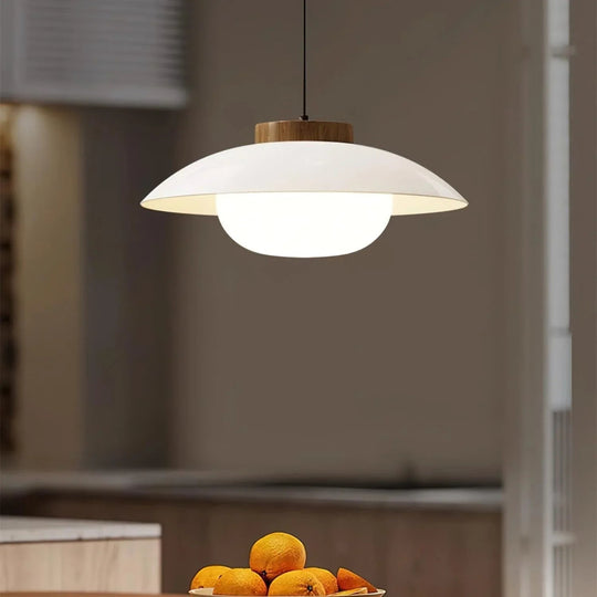 Pendant Lamp - Metal Shade - Wooden Accent - Luvonic