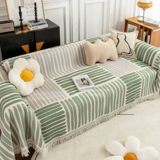Sofa Throw Blanket - Scandinavian Design - Tassel Edge
