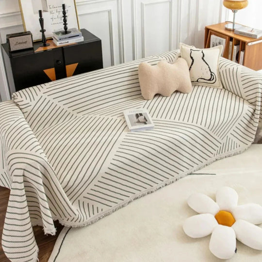 Sofa Throw Blanket - Scandinavian Design - Tassel Edge