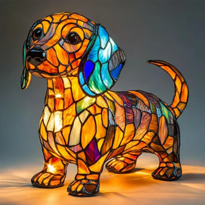 Stained Glass Lamp - Dog Design - Table Lamps - Luvonic