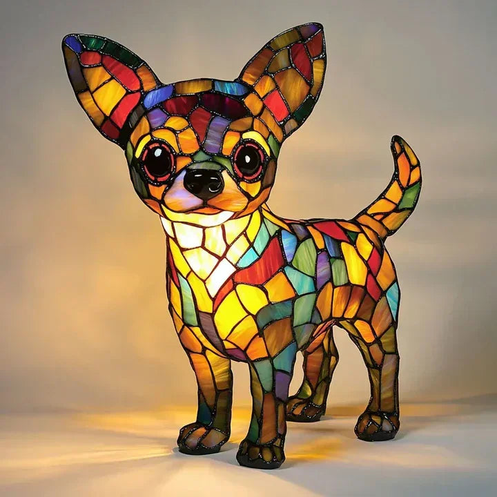 Stained Glass Lamp - Dog Design - Table Lamps - Luvonic